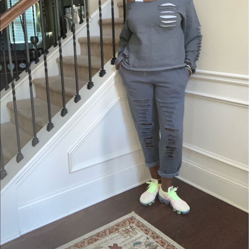 Distressed sweatsuit